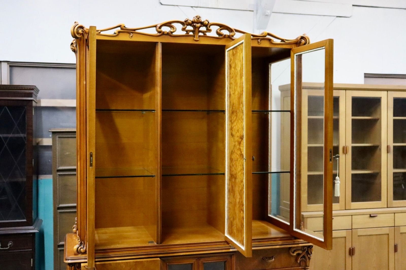 GMIS320 CL ITALIA 最 ガラスキャビネット キュリオケース 飾り棚 象嵌細工 アールヌーヴォー ヨーロピアン クラシック 定価約230万 MARWIL-DEMENAGEMENTS_CH