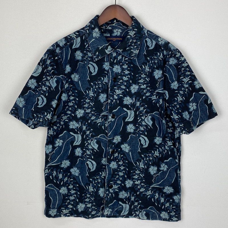 品 LOUIS VUITTON ルイ ヴィトン 18SS FLORAL DENIM S S SHIRT RM181M FGA HES30W フローラル デニム ショートスリーブ シャツ 半袖 トップス 179-251101-yy-04-tei