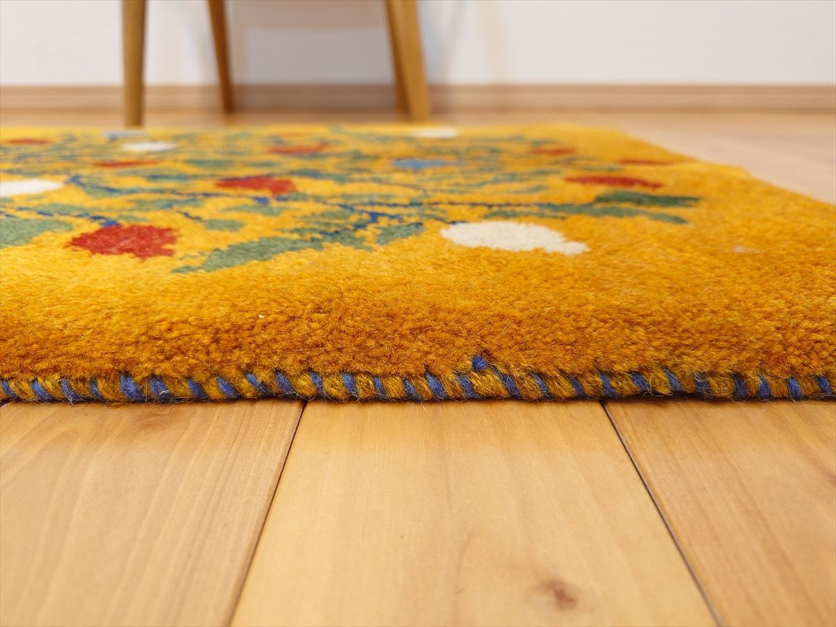 ペルシャ ギャッベ 玄関マット ラグ 85x60㎝ 黄金色 ザクロの木 RJ16507 MARWIL-DEMENAGEMENTS_CH