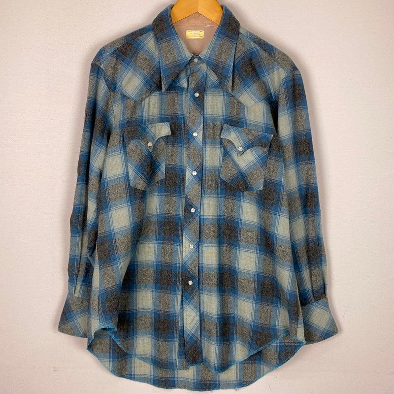 品 70’s L S WOOL PLAID SHIRT VINTAGE 70年代 ロングスリーブ ウール プレイド シャツ ヴィンテージ 長袖 トップス 145-251101-yy-05-tei