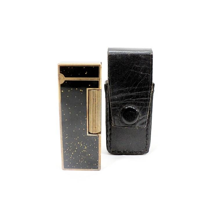 Dunhill ローラガスライター ゴールド ブラック 金 黒 ラメ ケース付き