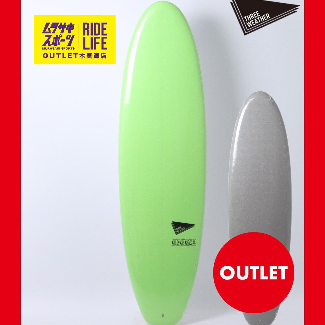 ムラスポOUTLET公式 サーフボード THREE WEATHER スリーウェザー BUBBLE バブル サーフボード 6’6 ミッドボード ソフトボード ムラサキスポーツ OUTLET アウトレット