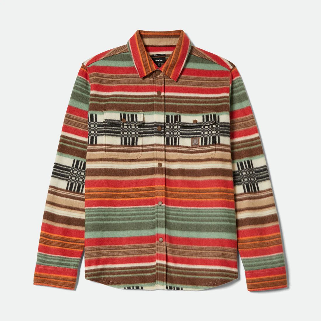 BRIXTON ブリクストン フリース シャツ ストレッチ Mサイズ BOWERY L S ARCTIC STRETCH FLEECE - MULTI BLANKET STRIPE