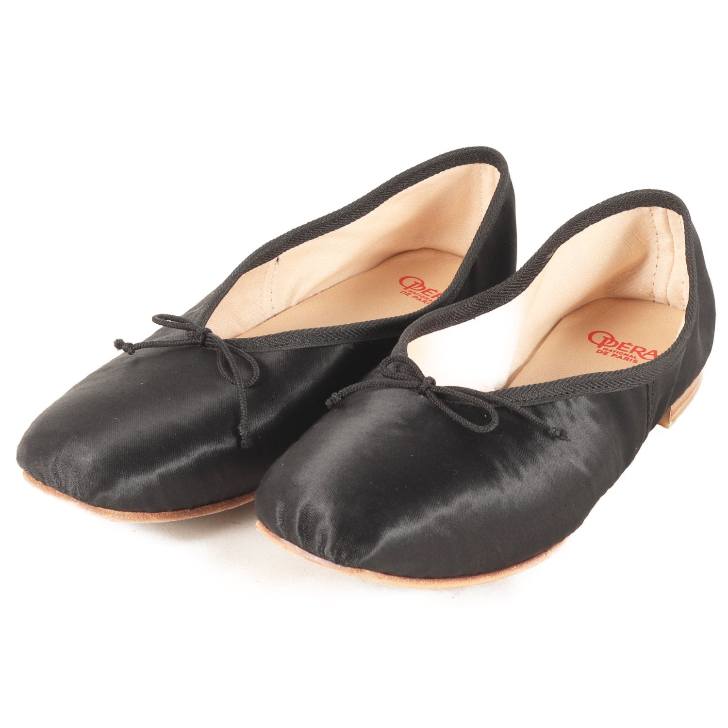 OPERA NATIONAL DE PARIS ペラ ナショナル ドゥ パリ ブラック 黒 サイズ 36 23.0cm サテン スクエアトゥ バレエシューズ パンプス フラット リボン フランス製 ブランド 靴 レディース