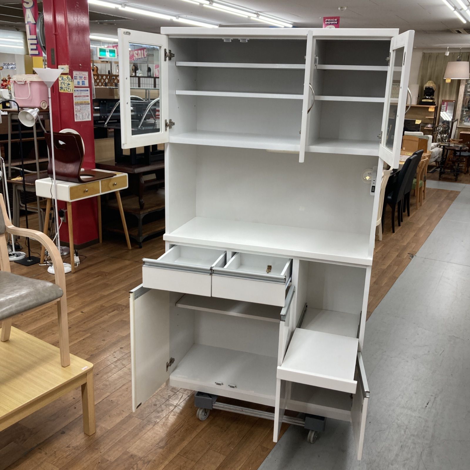 名古屋市近郊送料設置無料 S760 スーパーバリュー キッチンボード 食器棚 幅100cm