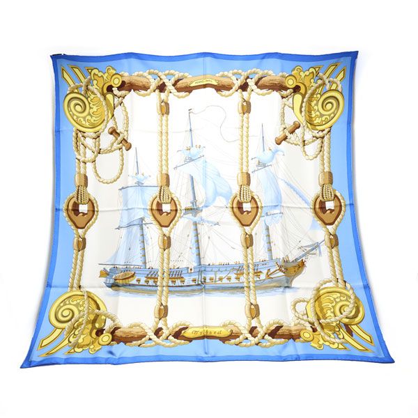 楠本質店 元住吉 HERMES エルメス スカーフ カレ90 TRIBORD ブルー系