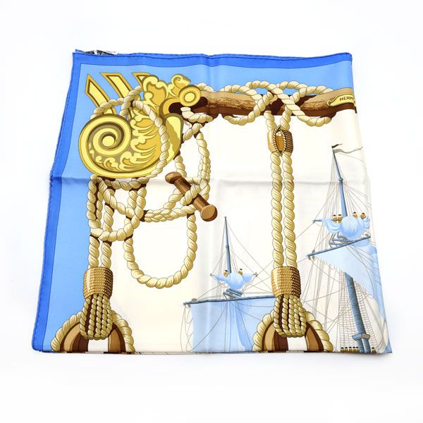 楠本質店 元住吉 HERMES エルメス スカーフ カレ90 TRIBORD ブルー系