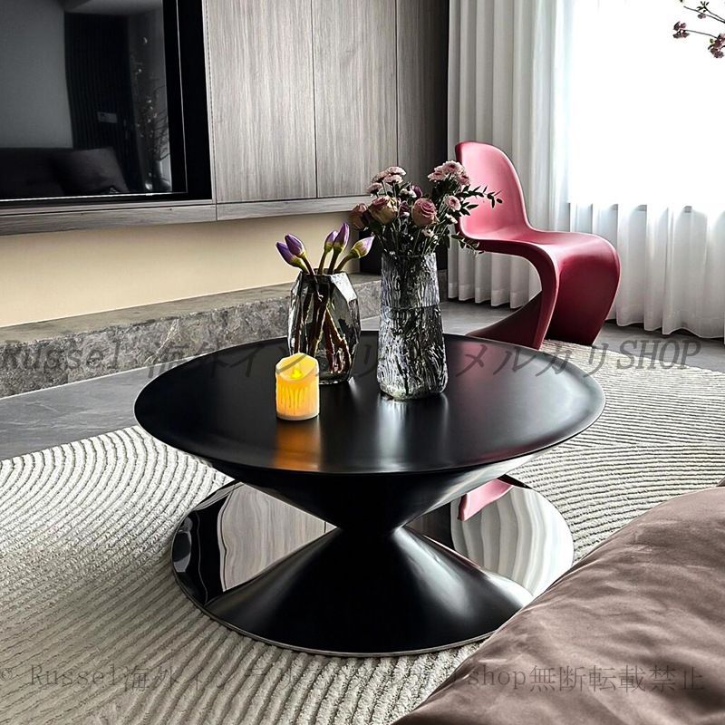 ローテーブル ラグジュアリー シャープ 円形 おしゃれ かわいい インテリア 北欧 ラウンド テーブル デザイン ブラック センター テーブル MARWIL-DEMENAGEMENTS_CH