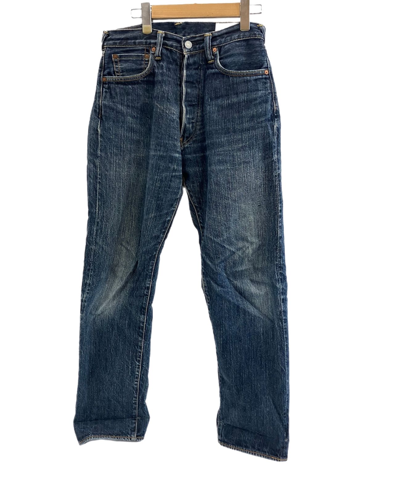 メンズ エヴィス EVISU Lot.2001 黄色刺繍カモメ ボタンフライ 緑耳 