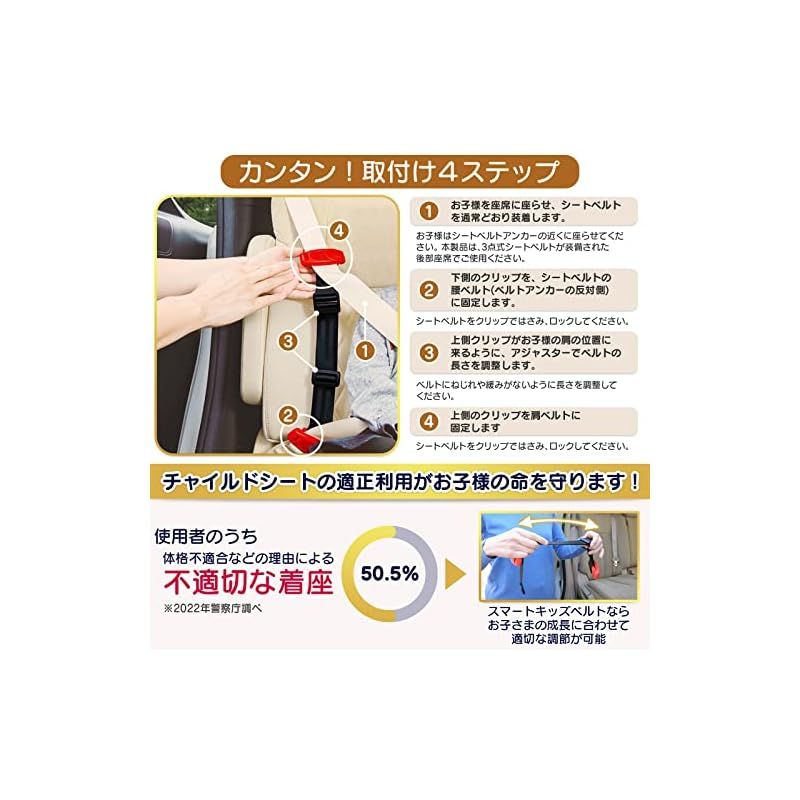 スマートキッズベルト バックル外し付属 単独利用で道交法OK ジュニアシート Eマーク 道路交通法適合 警察庁回答書付 メテオAPAC 3歳 ～ 1 マタニティ食品 飲料 マタニティ用品