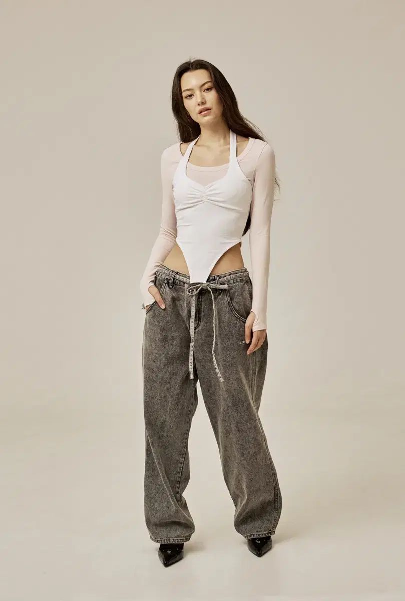 threetims ホルター レイヤード トップス