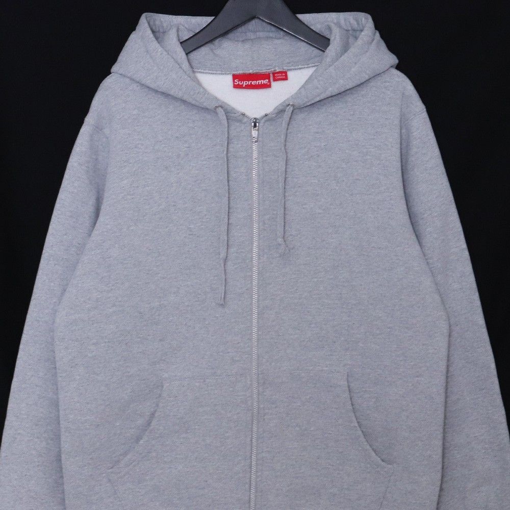 SUPREME Logo Tape Zip Up Hoodie Mサイズ グレー - メルカリ