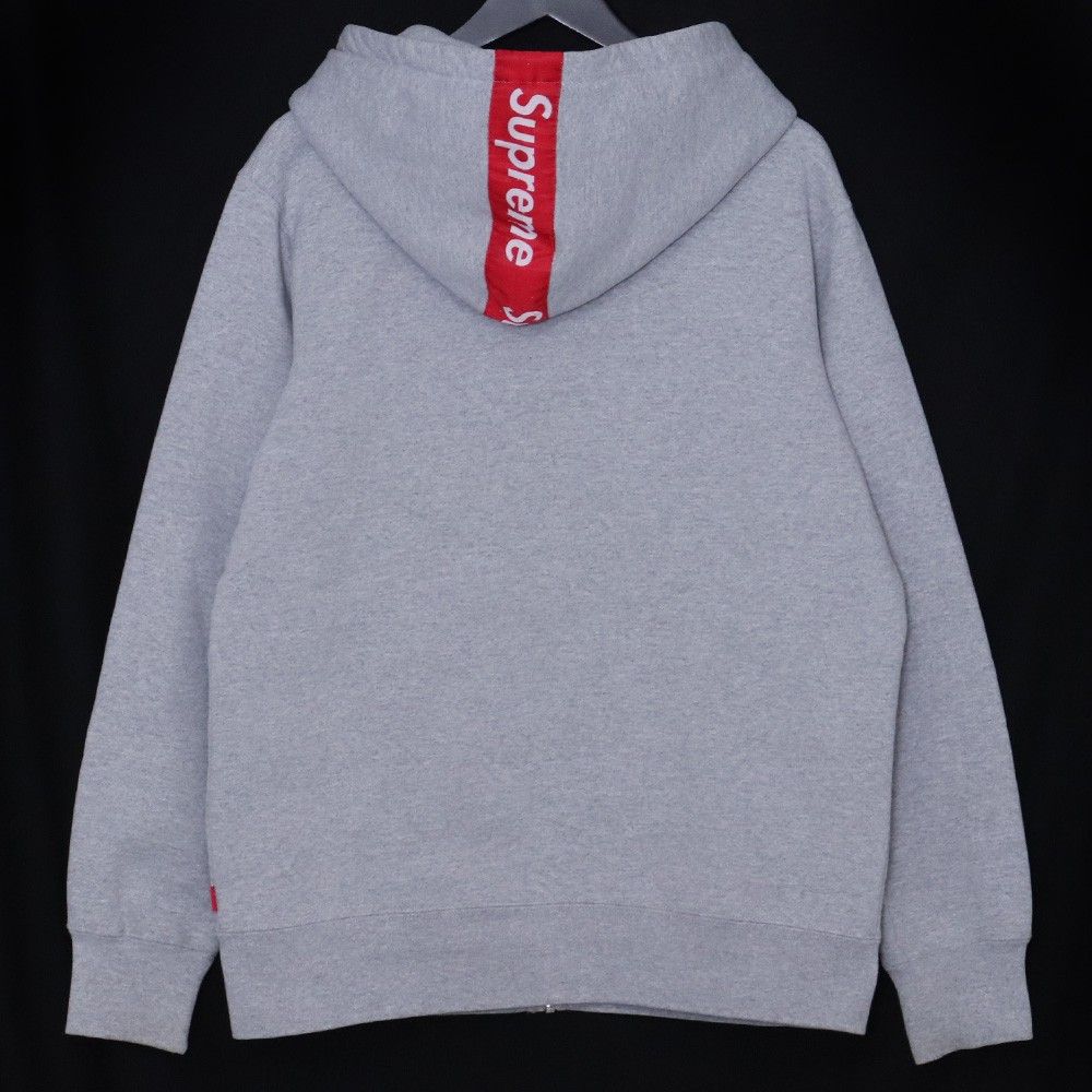 SUPREME Logo Tape Zip Up Hoodie Mサイズ グレー - メルカリ
