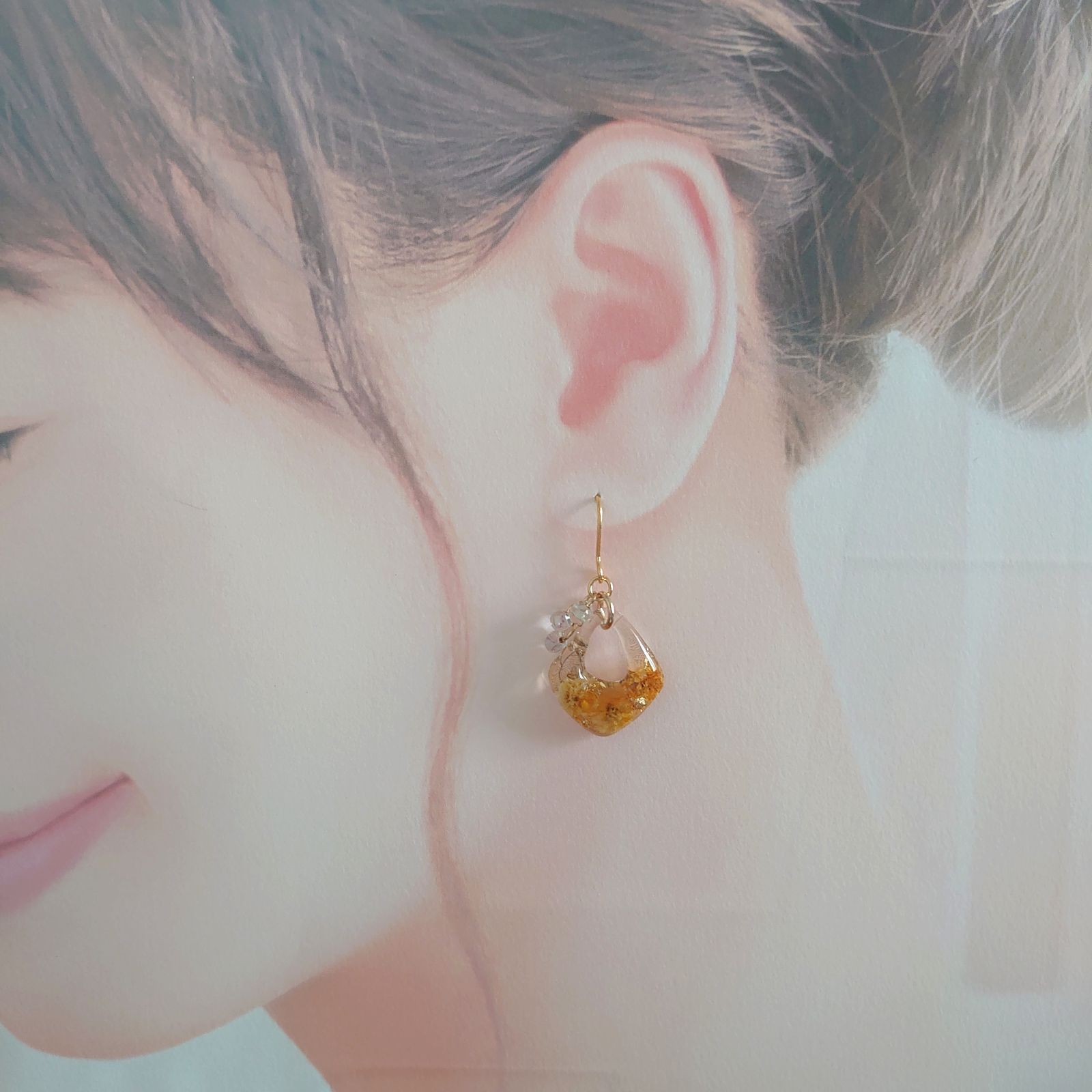 NO.556 ハンドメイド ピアス イヤリング サージカルステンレス かすみ 