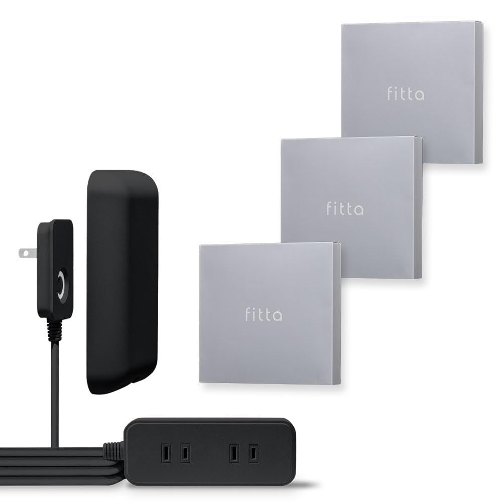 fitta 電源タップ 壁に溶け込む コンセントカバー ブラック 3個セット 0.9m 3個口 ほこりシャッター コンセント タップ コンセントガード おしゃれ