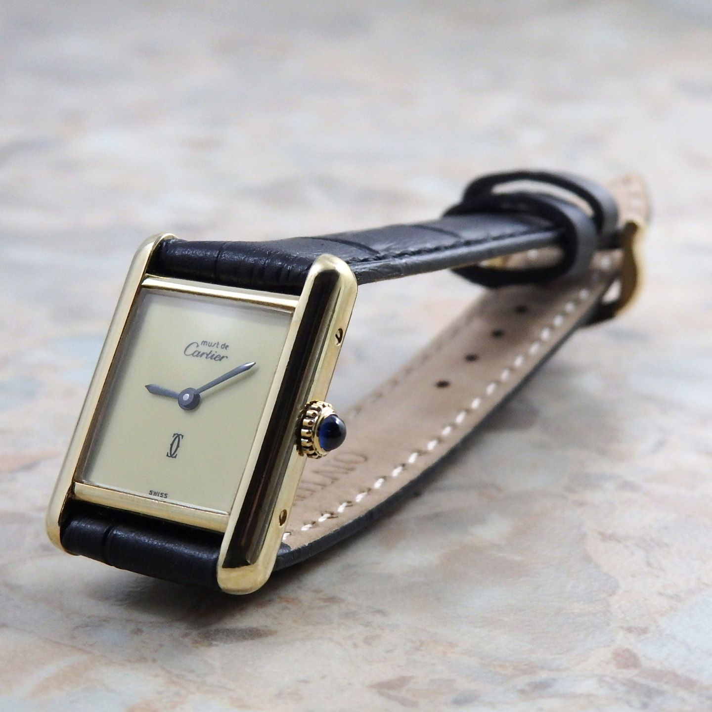 カルティエ CARTIER マストタンク ヴェルメイユ SM レディース アイボリー プレーン MUST TANK ベルメイユ 手巻き VERMEIL ウォッチ アンティーク 時計 ヴィンテージ