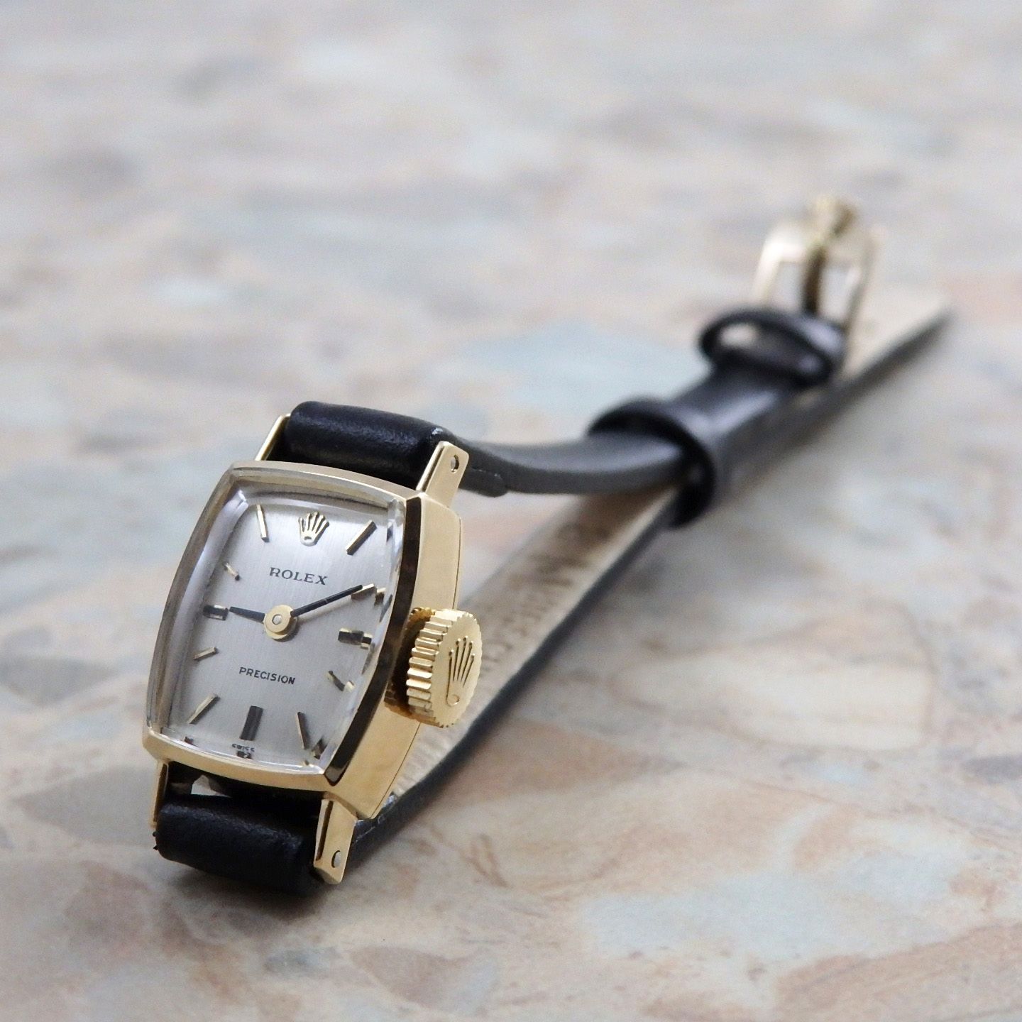 ロレックス ROLEX プレシジョン 2195 アンティーク ヴィンテージ ウォッチ 時計 レディース 金無垢 イエローゴールド 1969年 スクエア トノー 昭和44年