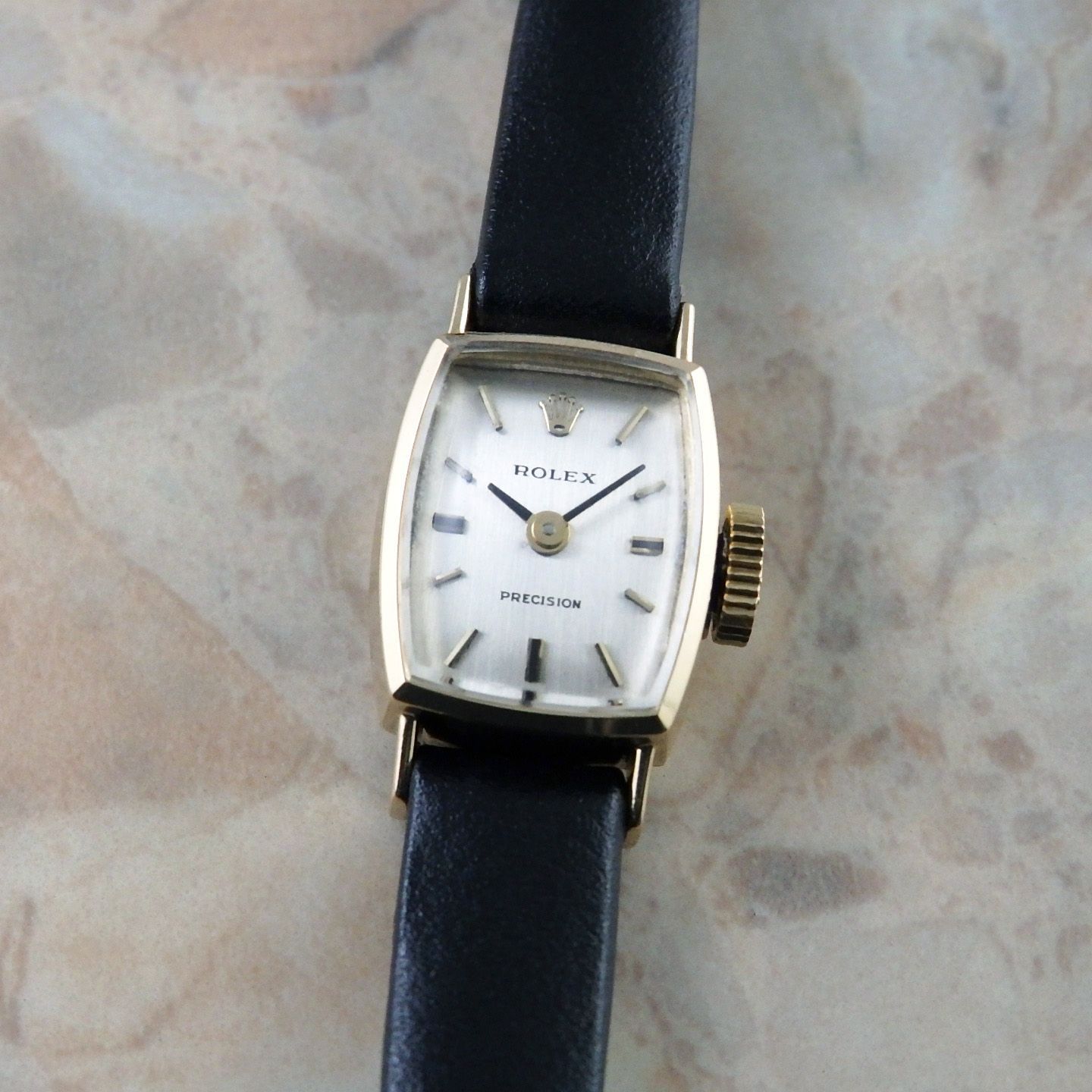 ロレックス ROLEX プレシジョン 2195 アンティーク ヴィンテージ ウォッチ 時計 レディース 金無垢 イエローゴールド 1969年 スクエア トノー 昭和44年