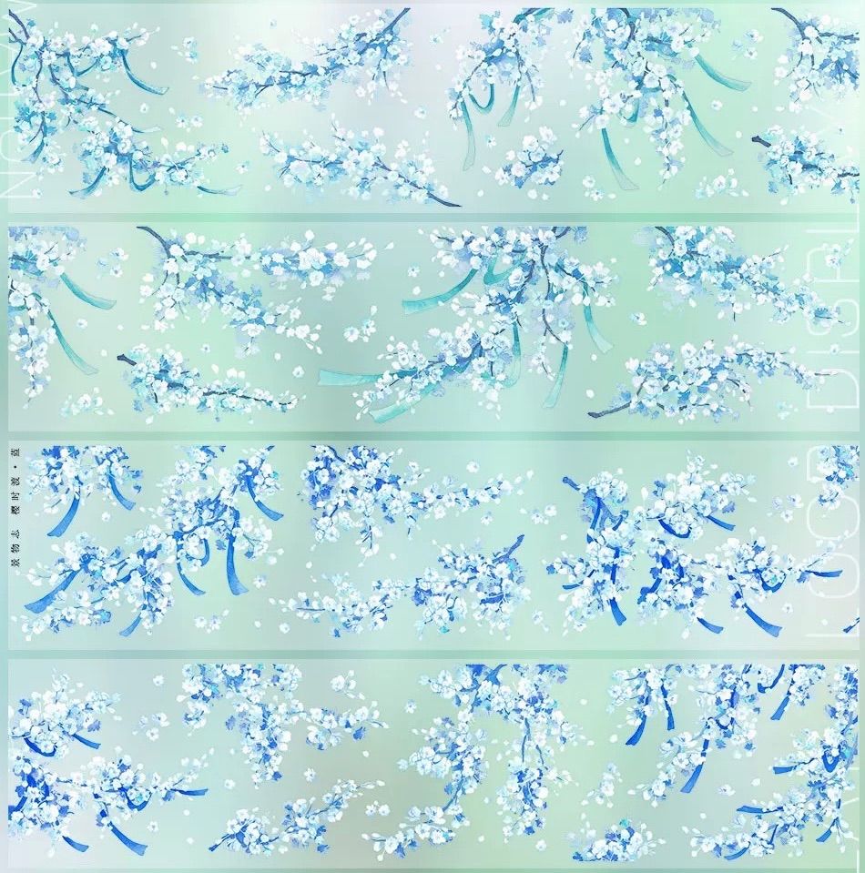 8847】海外 マステ 5m巻売り PETマスキングテープ 青い花 背景系