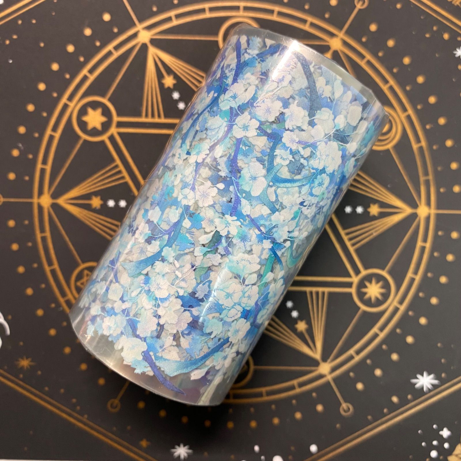 8847】海外 マステ 5m巻売り PETマスキングテープ 青い花 背景系