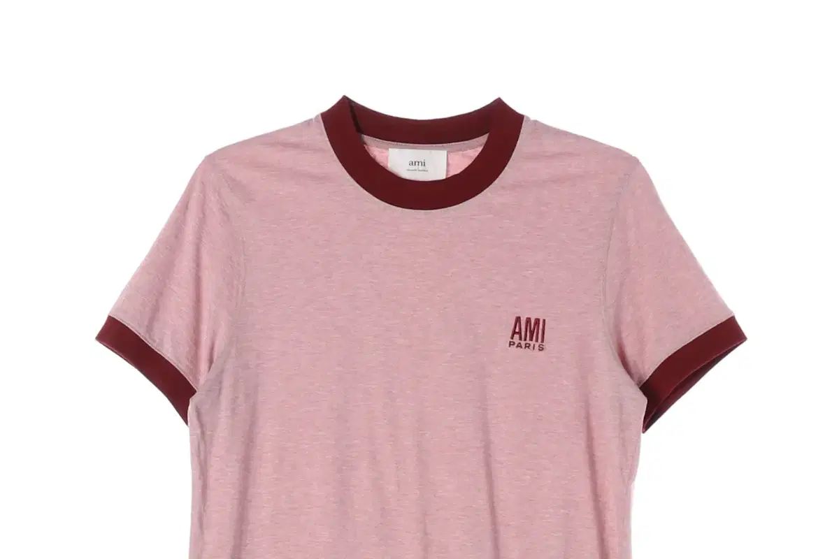 AMI Tシャツ | ロゴ刺繍 M 半袖 ワンポイント アミパリス PARIS ピンク