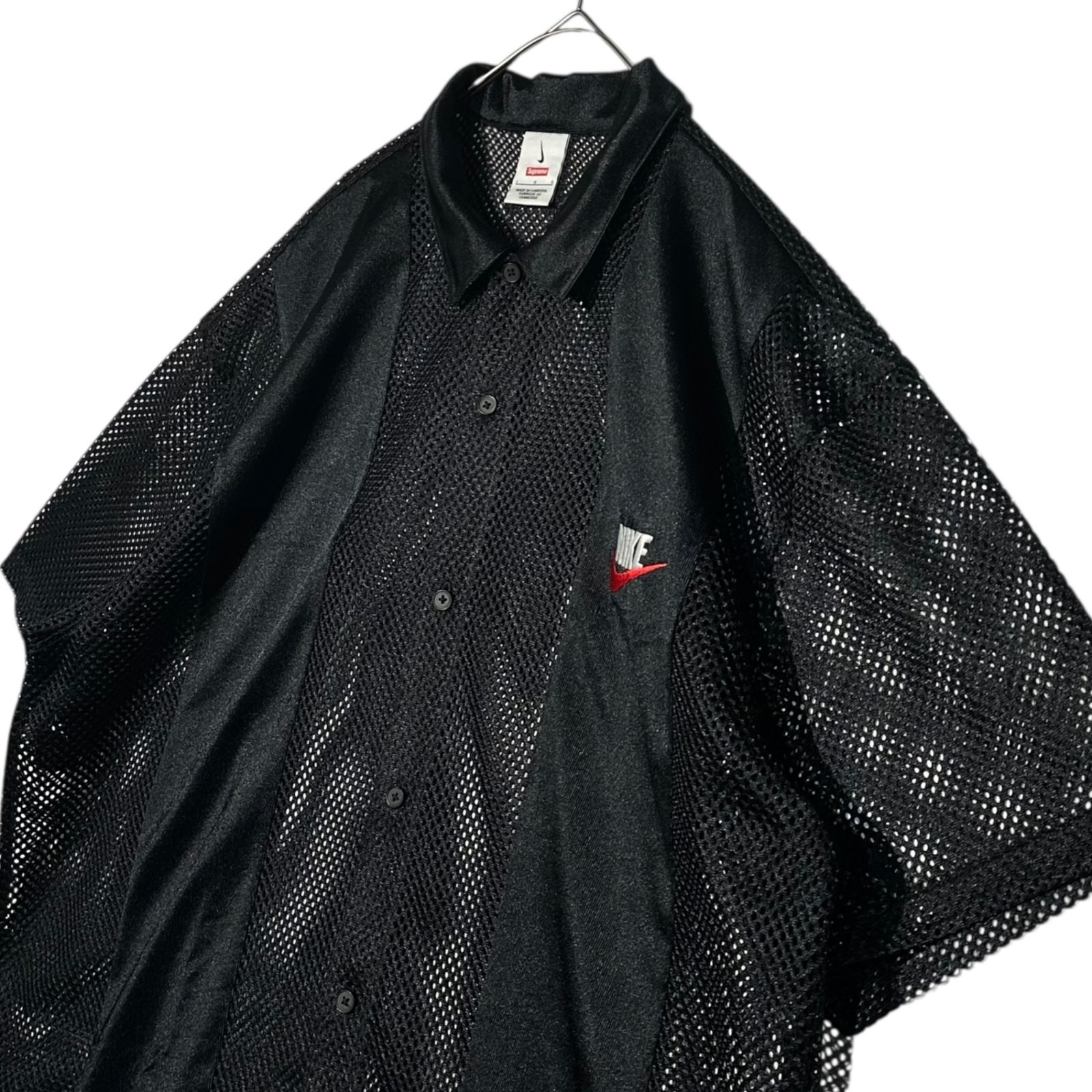 SUPREME×NIKE シュプリーム×ナイキ 24SS Mesh S S Shirt Black メッシュ 半袖 シャツ FQ0346-010 L ブラック コラボ