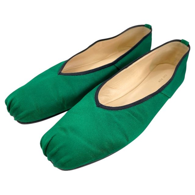 ザ ロウ サテン Ballet Slippe バレエシューズ バレリーナシューズ シューズ グリーン 表記サイズ36 約23cm THE ROW レディース 人気 定番 上品 エレガント