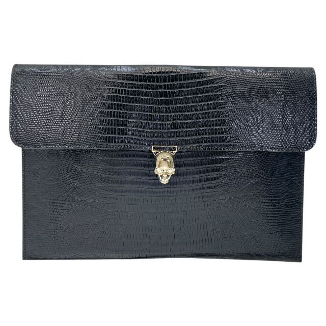 アレキサンダーマックイーン 358701 スカルエンベロープ クラッチバッグ セカンドバッグ バッグ ブラック レザー Alexander McQueen レディース 人気 定番 感 モード 上品