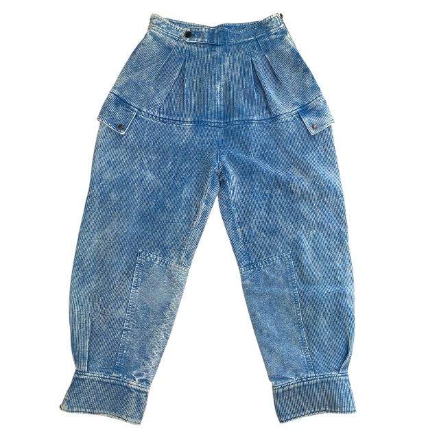 ルイ ヴィトン RW211B DA8 FKPO07 リブドデニムサファリ ボトムス デニム パンツ コットン ブルー ロゴ サイズ36 LOUIS VUITTON レディース 人気 定番 感 カジュアル 上品