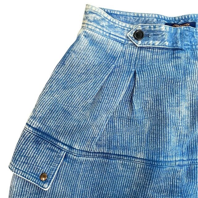 ルイ ヴィトン RW 211 B DA 8 FKPO 07 リブドデニムサファリ ボトムス デニム パンツ コットン ブルー ロゴ サイズ36 LOUIS VUITTON レディース 感 カジュアル 上品