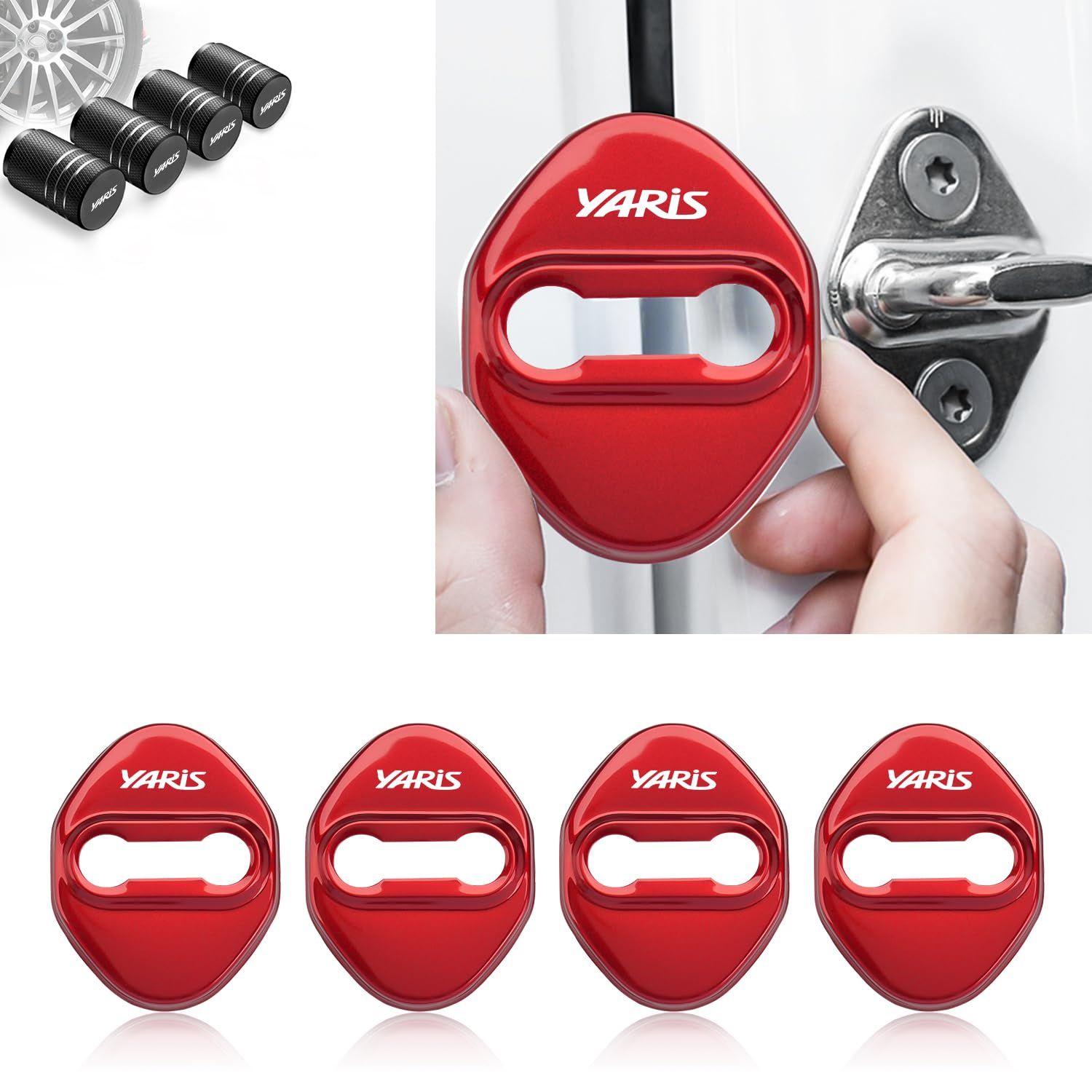 新品 ヤリス アクセサリー ドアストライカーカバー Yaris 車 専用設計 ヤリスクロス カスタム 内装パーツ ドアロックカバー 高級鏡面ステンレス製 独創 改良式 4個セット（贈り物: ヤリス タ