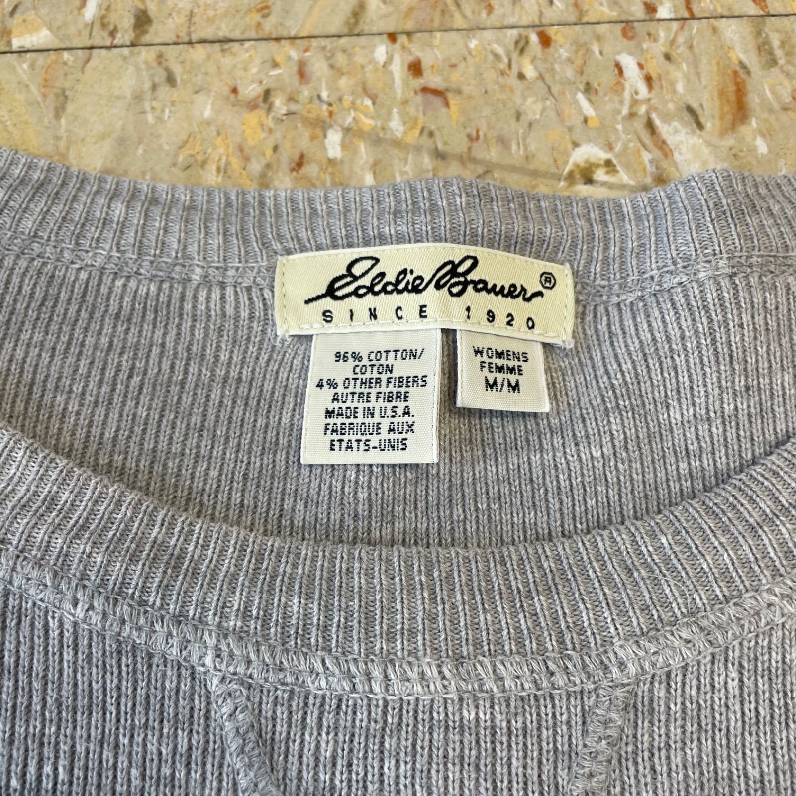 90s USA製 【Eddie Bauer】 エディーバウアー コットンニット 