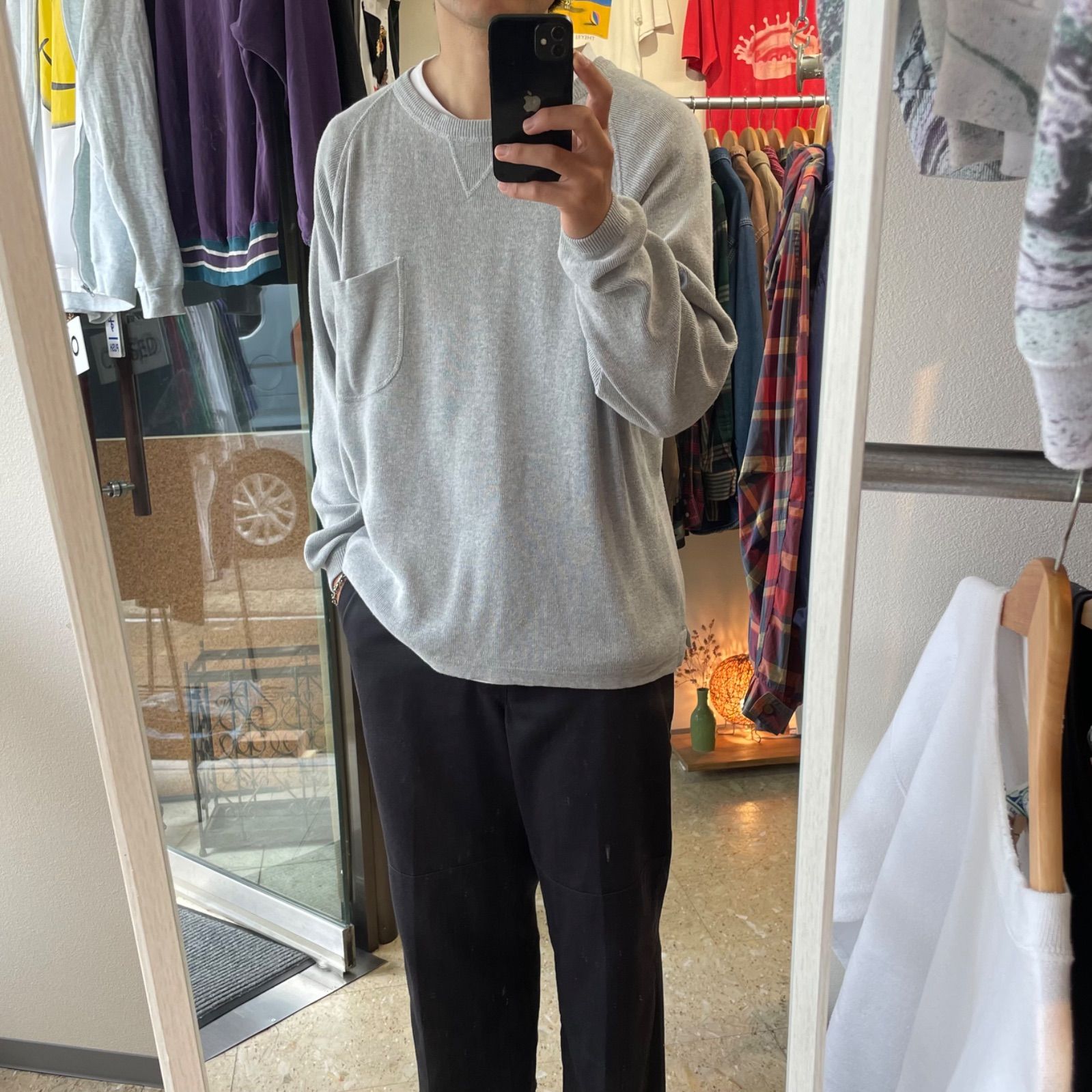 90s USA製 【Eddie Bauer】 エディーバウアー コットンニット 