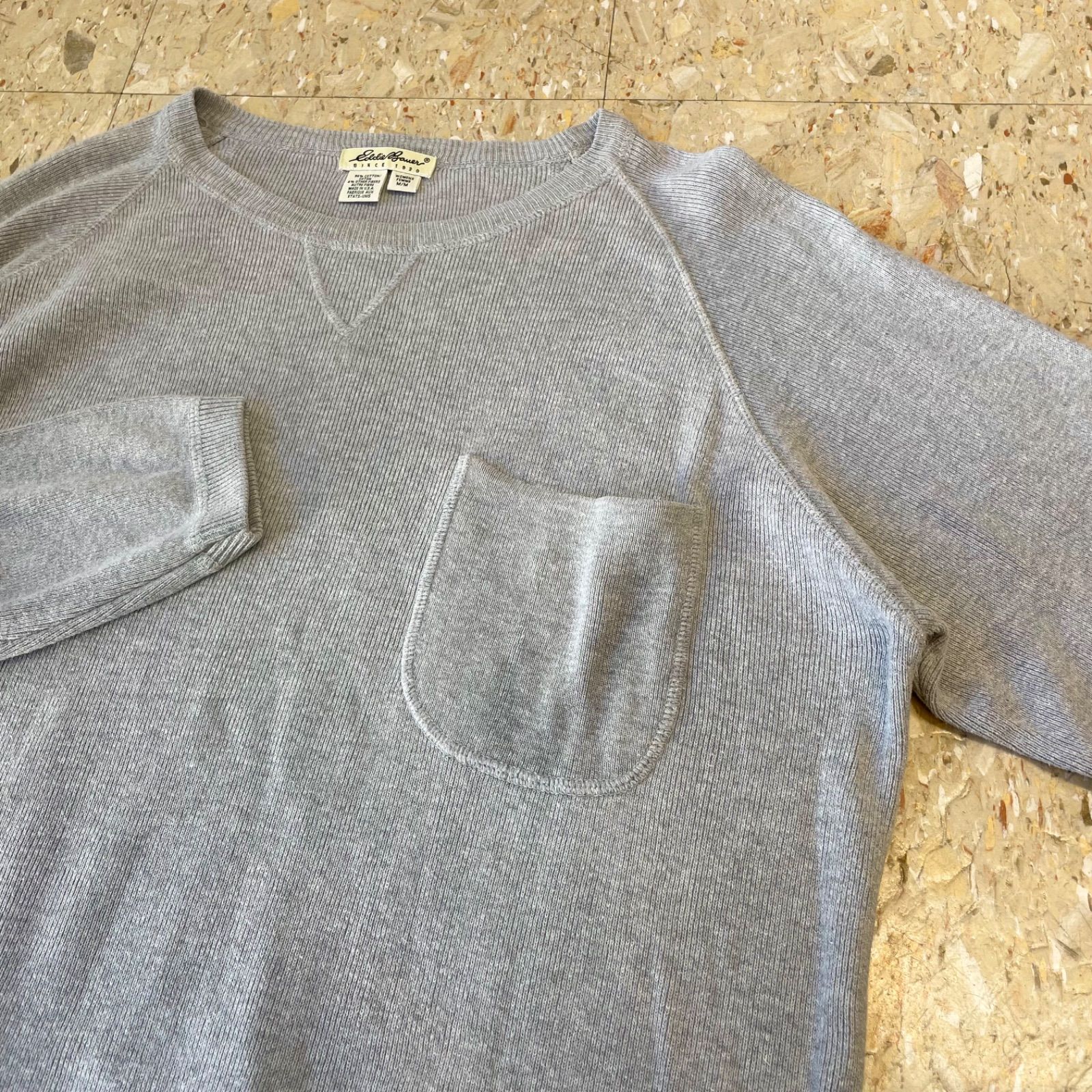 90s USA製 【Eddie Bauer】 エディーバウアー コットンニット 