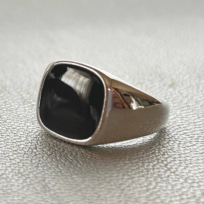 【ヴィンテージ調】印台リング シグネットリング silver系 古着 アメカジ 新品【 シグネットリング 】印台 シルバー オニキス調 ピンキーリング