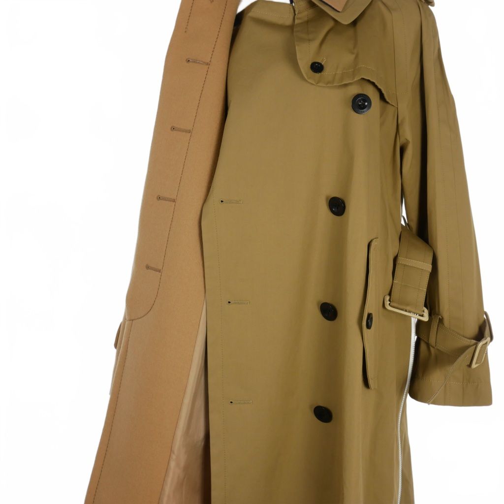 19AW sacai サカイ　トレンチコート　ステンカラーコート　ドッキング sacai サカイ ドッキングトレンチコート 19-04534 切替 ロング