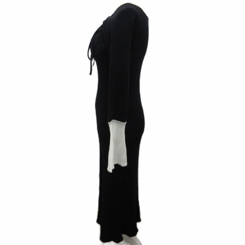 アンドマリー AND MARY ニットワンピース マキシ ロング レース F 黒