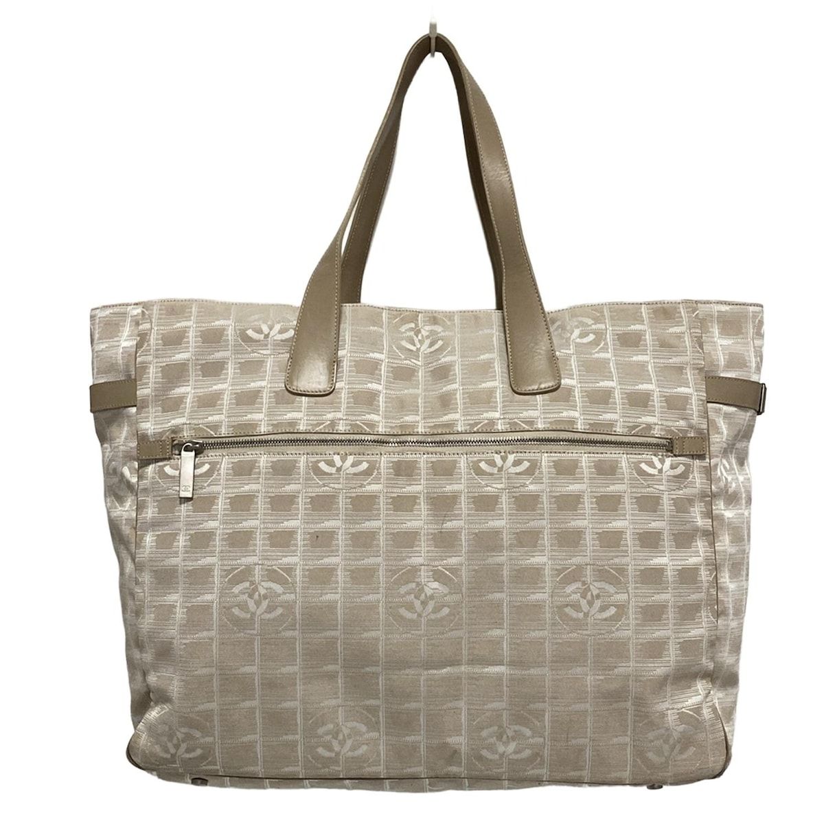 CHANEL シャネル ボストンバッグ ニュートラベルライン ベージュ×アイボリー 本体ロックなし レザー