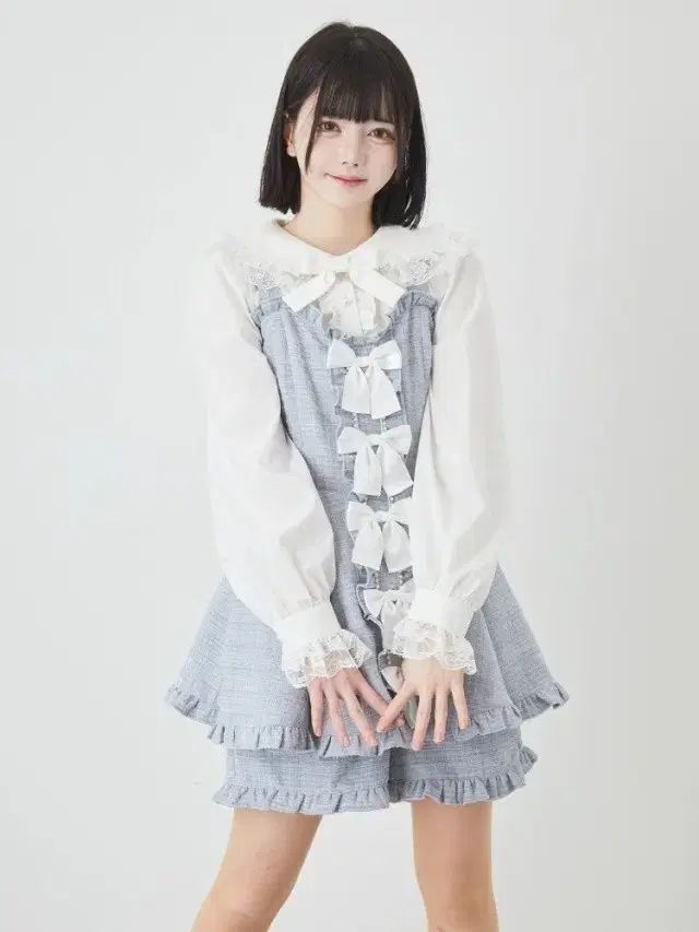 Ank Rouge アンクルージュ ラメ ツイード セットアップ スカジャン ブルー