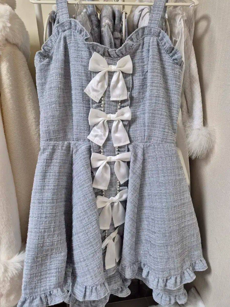 Ank Rouge アンクルージュ ラメ ツイード セットアップ スカジャン ブルー