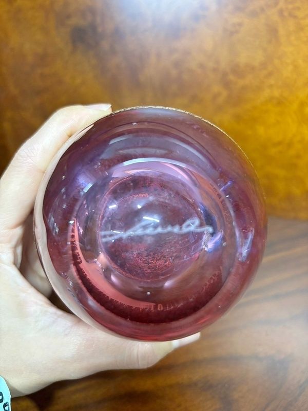 金赤 金彩 手吹ガラス 琳派 花器 25cm 黒木国昭 鶴首花瓶 グラスアート黒木 フラワーベース ガラス製品 オシャレ レッド RU1112-4 NEXPOTALLINN_EU