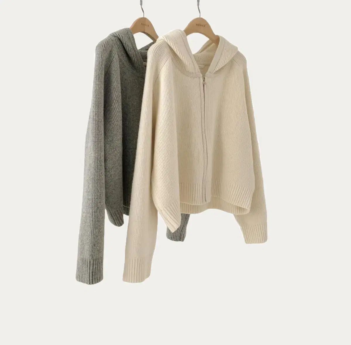 オンス ニアップ ウール ニット フード ジップアップ