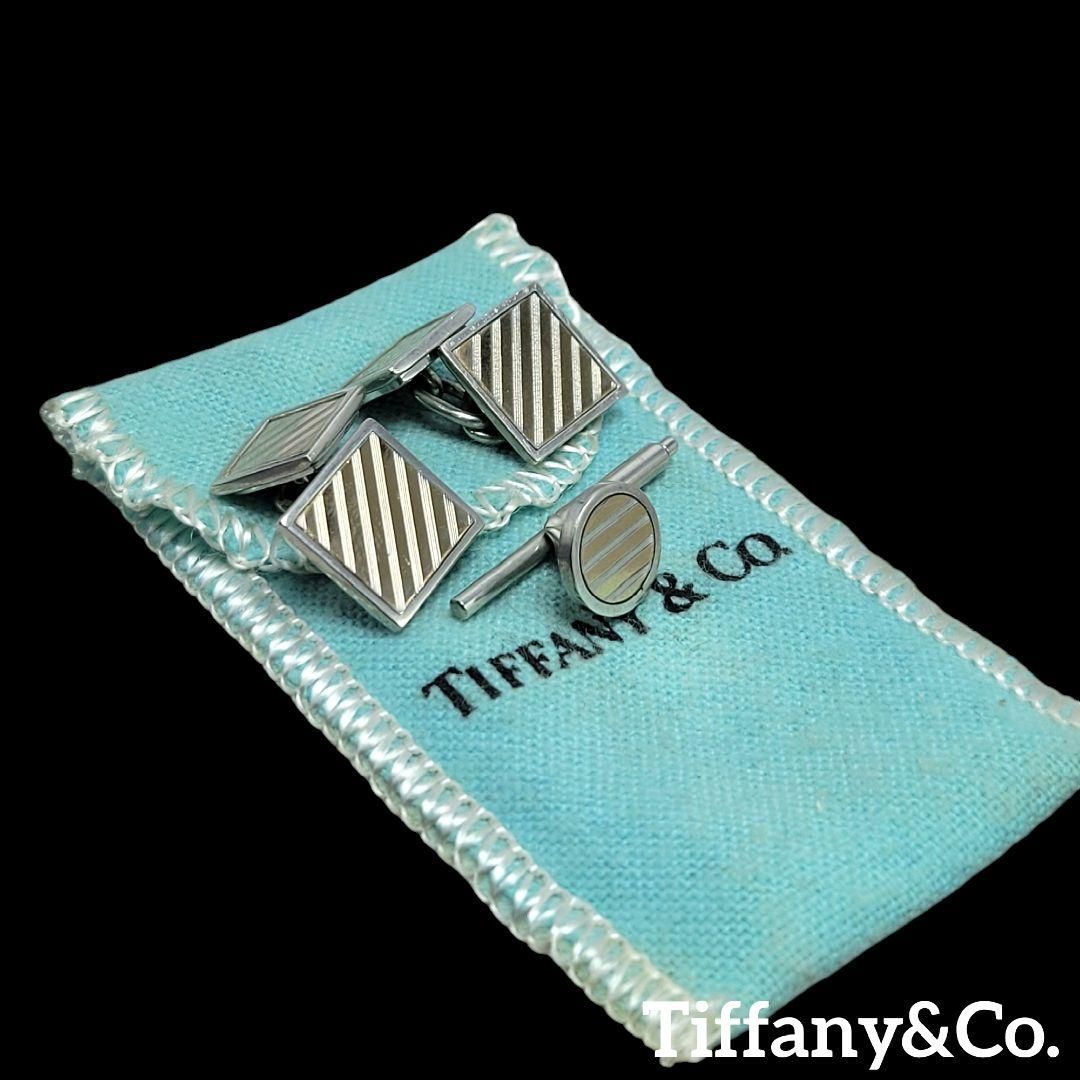 Tiffany-Co. ヴィンテージ チェーンカフス シャツスタッド セット