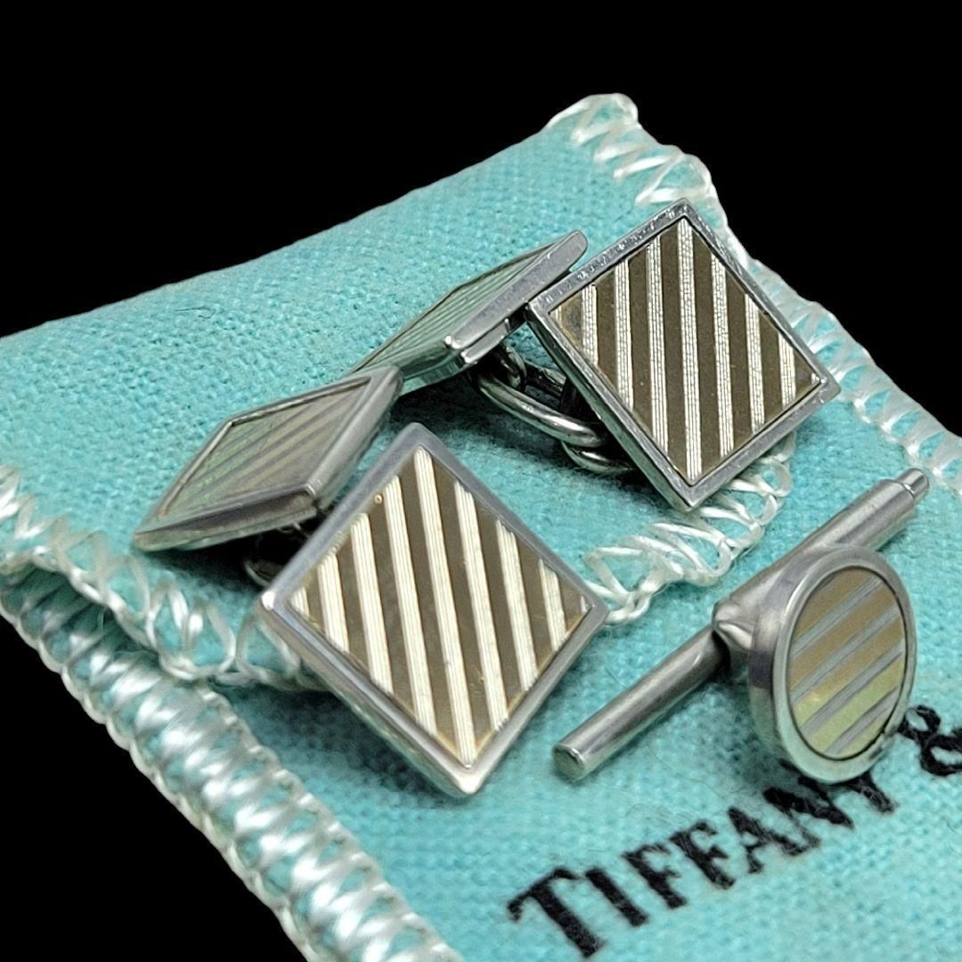 Tiffany-Co. ヴィンテージ チェーンカフス シャツスタッド セット