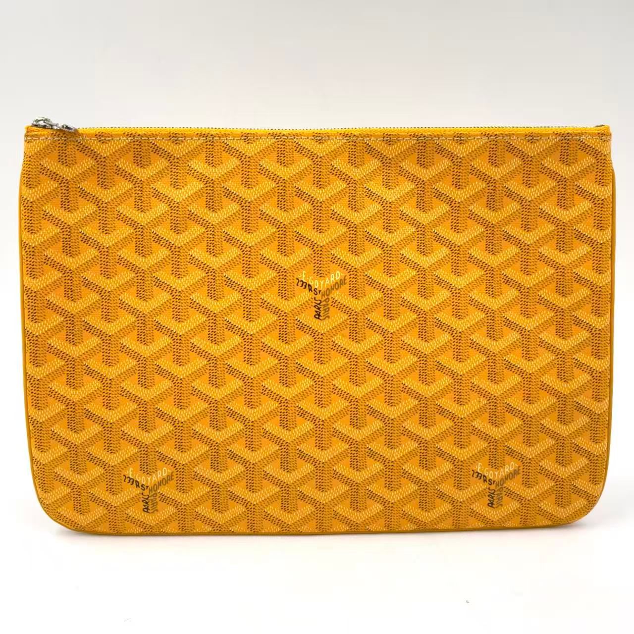GOYARD セナクラッチ mm レザー イエロー×マルチ クラッチバッグ シルバー