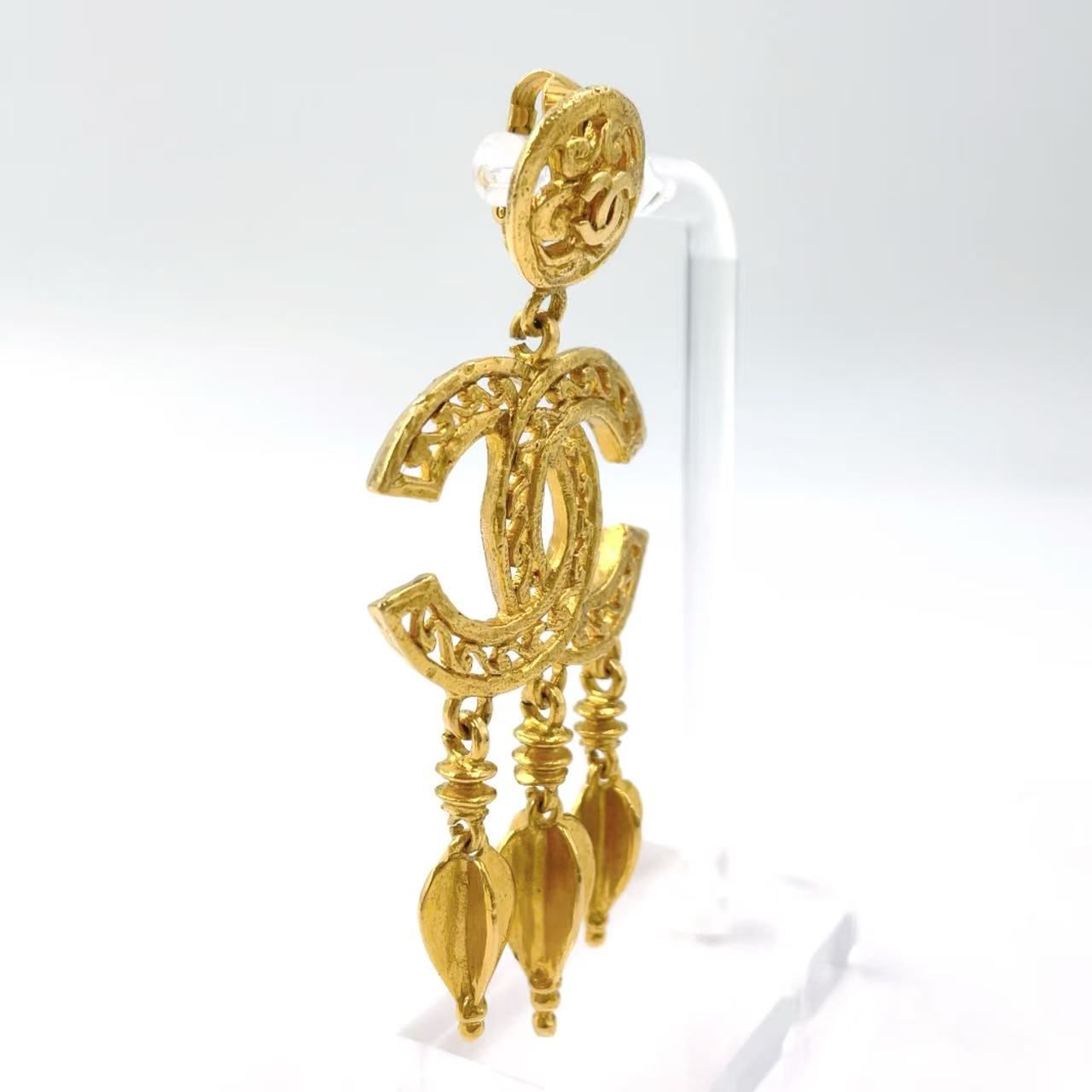 CHANEL ココマーク フリンジ GP ゴールド イヤリング