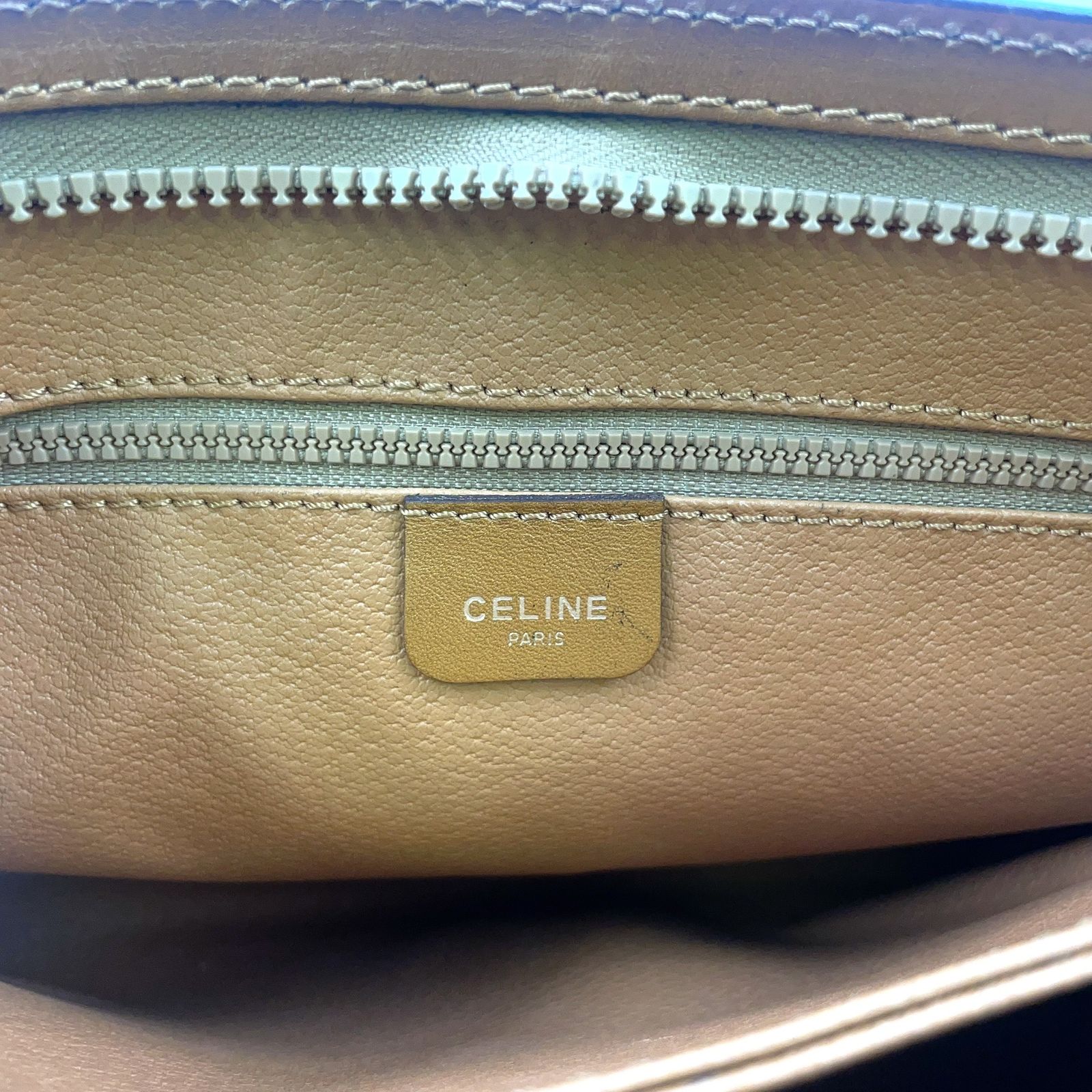 CELINE マカダム柄 レザー×PVC オフホワイト×ブラウン クラッチバッグ ゴールド M08 DECORATOM_COM_BR