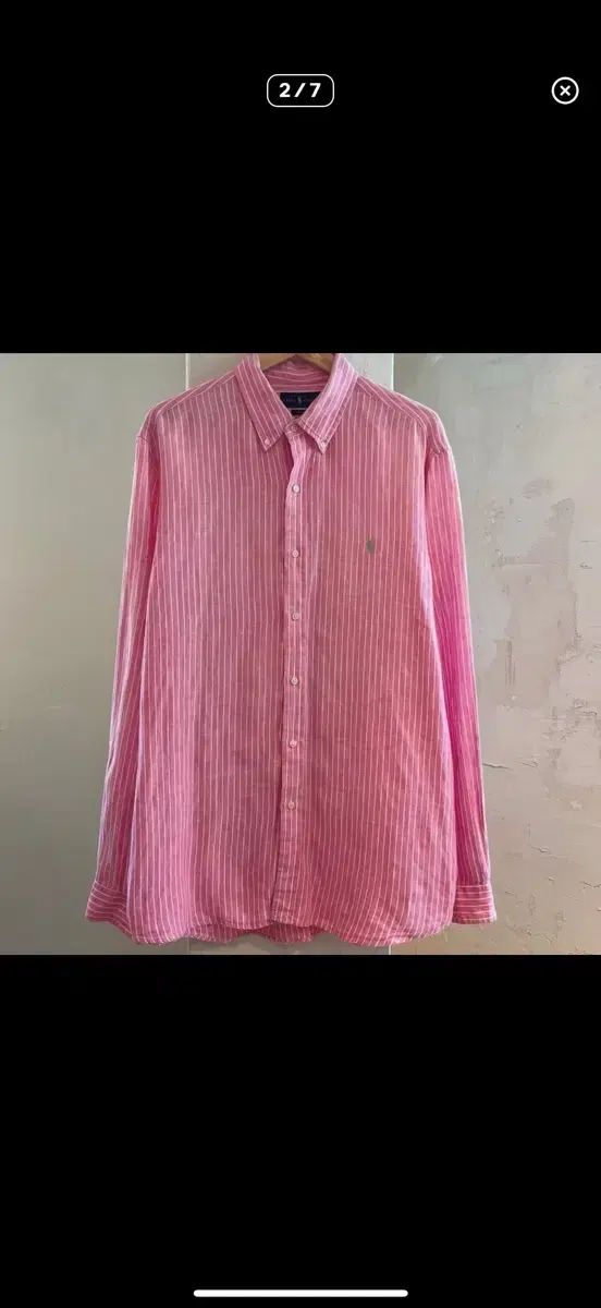 ポロラルフローレン リネン ピンク ストライプ シャツ xl