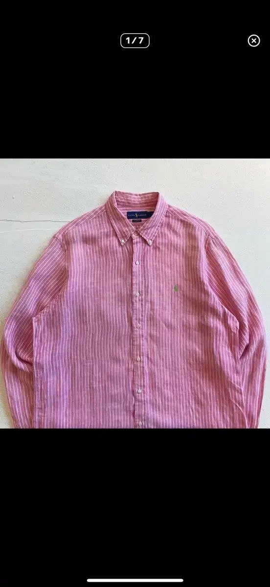 ポロラルフローレン リネン ピンク ストライプ シャツ xl