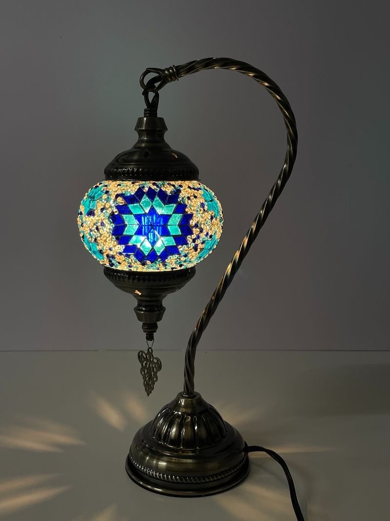 モザイクガラス テーブルランプ 吊り下げ型 LEDライト ガラス 卓上 照明器具 ジョルダンモザイク ブルー 間接照明 インテリア